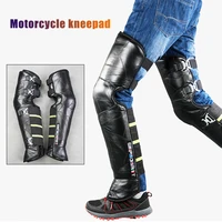 2 pcs motorcycle leather knee pads plush thickening windproof waterproof warm leg protector whshopping