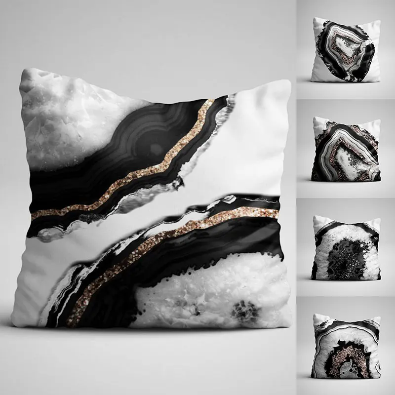 

Black Agate Throw Pillow Case Nordic Cushion Covers for Home Sofa Chair Decorative Pillowcase