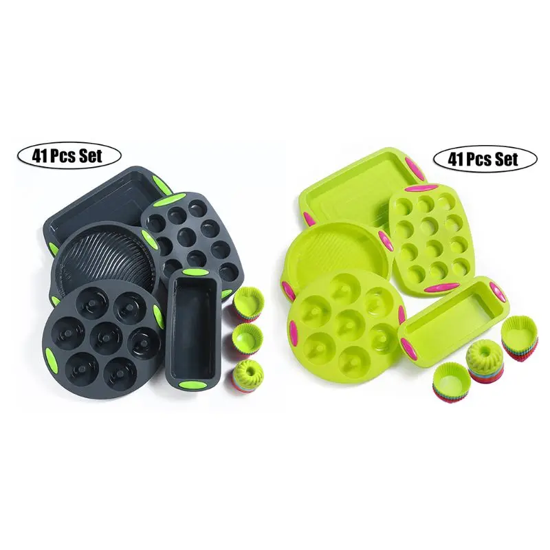 

Nonstick BPA Free 41 Pieces Silicone Bakeware Set Silicone Cake Molds Baking Set Dropshipping