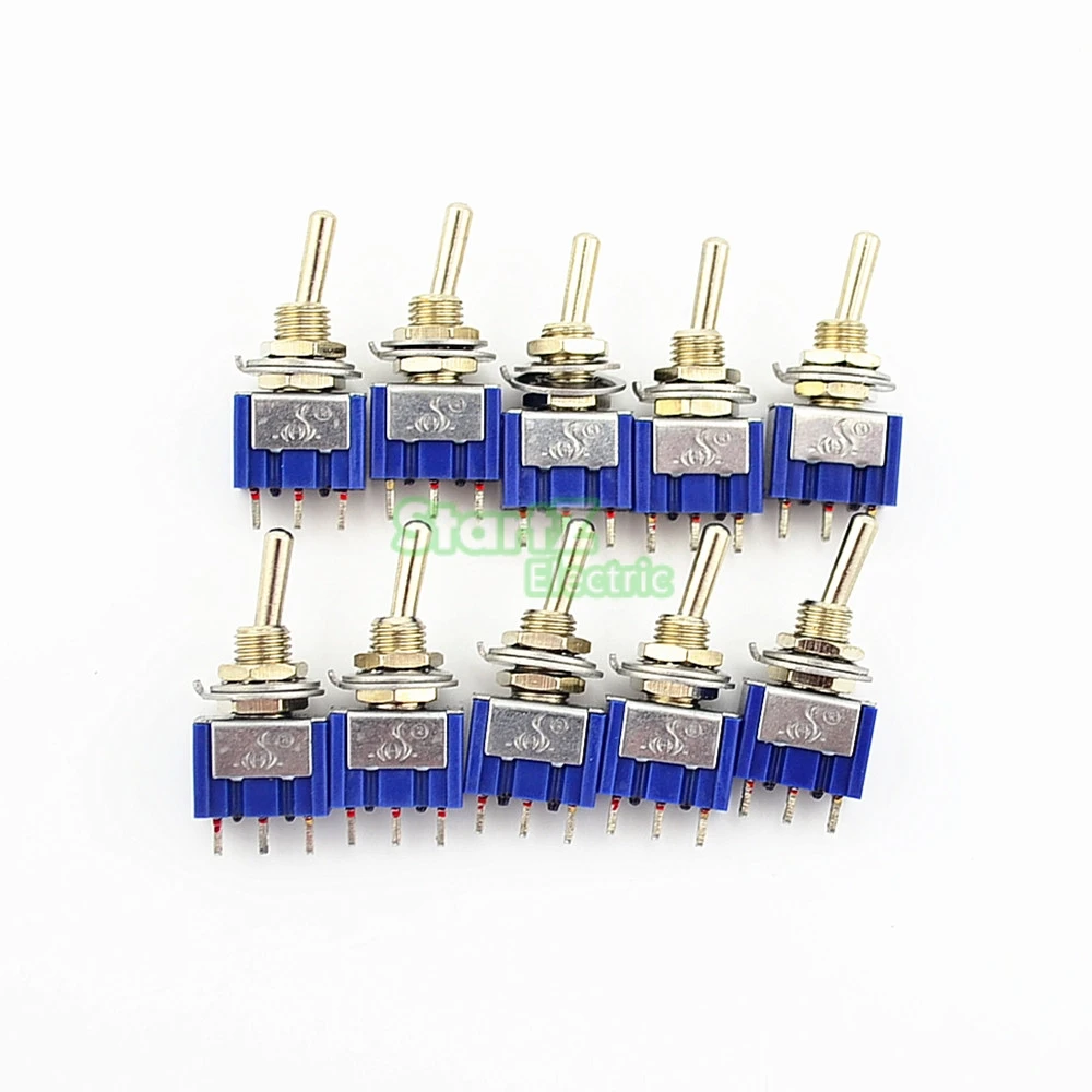 10 шт высокое качество синий 3Pin 6Pin-ON/ВКЛ-ВЫКЛ-на фиксации Мини тумблер 125 V/6A 250 V/3A MTS-102/103/202/203