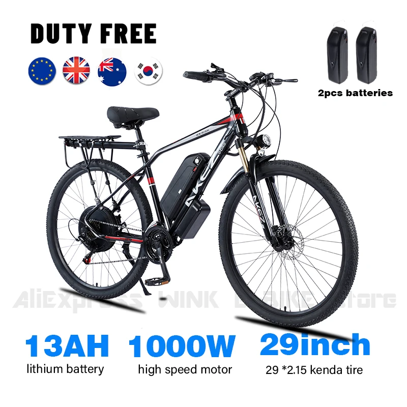

Electric Bike 48V 1000W 29" Electric Mountain Bike Removable 48V 13Ah Battery LCD Display Professional 21 Speed Gears