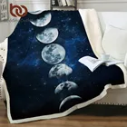Постельное белье Outlet с Луной и затмением, бархатное плюшевое одеяло с принтом Галактики, шерпа, одеяло для дивана, пейзаж, постельное белье