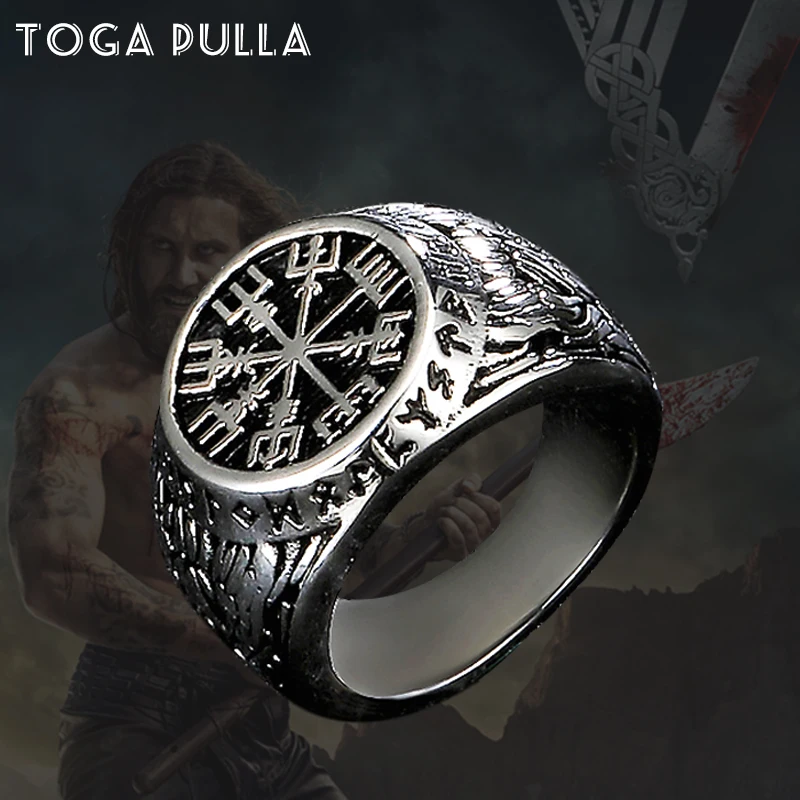 Винтажное кольцо с логотипом Викинг один из нержавеющей стали компасом мужское