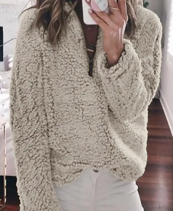 

Loose Teddy Bear hoodies 2019 Winter Large Size Stand Collar Long Sleeve Multicolor Large Size Women's Hoodie Women's Plush Top