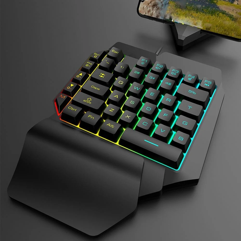 USB 39 клавиш K15 игровая клавиатура для одной руки Тихая многоцветная подсветка ПК