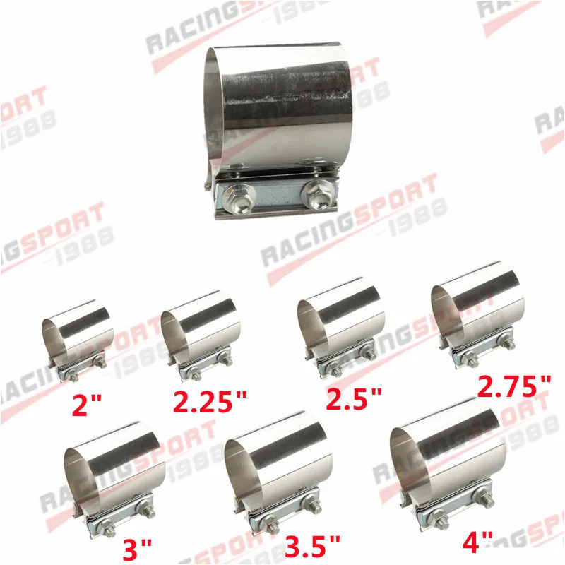 

2" 2.25" 2.5" 2.75" 3" 3.5" 4" Stainless Steel Exhaust Flat Band Clamp