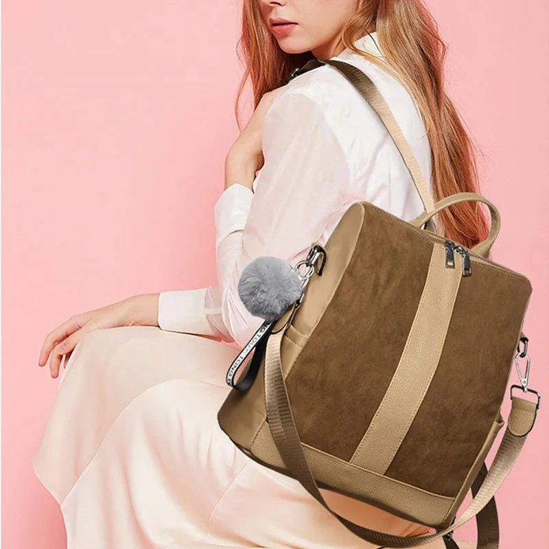 Женский модный замшевый кожаный рюкзак лоскутные рюкзаки для девочек подростков