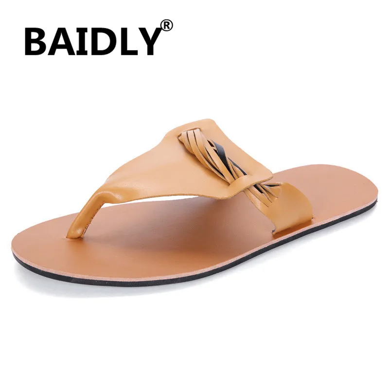 Сандалии мужские кожаные повседневная обувь гладиаторы летние модные пляжные