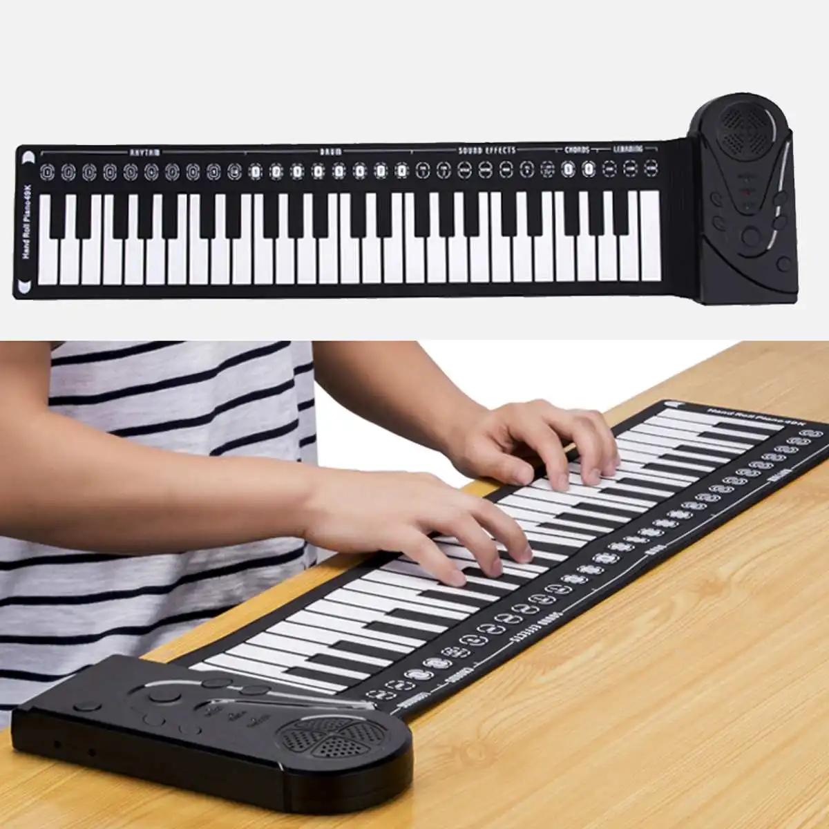 Портативное гибкое пианино с зарядкой от usb MIDI-клавиатура 49 Ключи, электронное пианино, кремниевое рулонное пианино для студентов, детей, начинающих