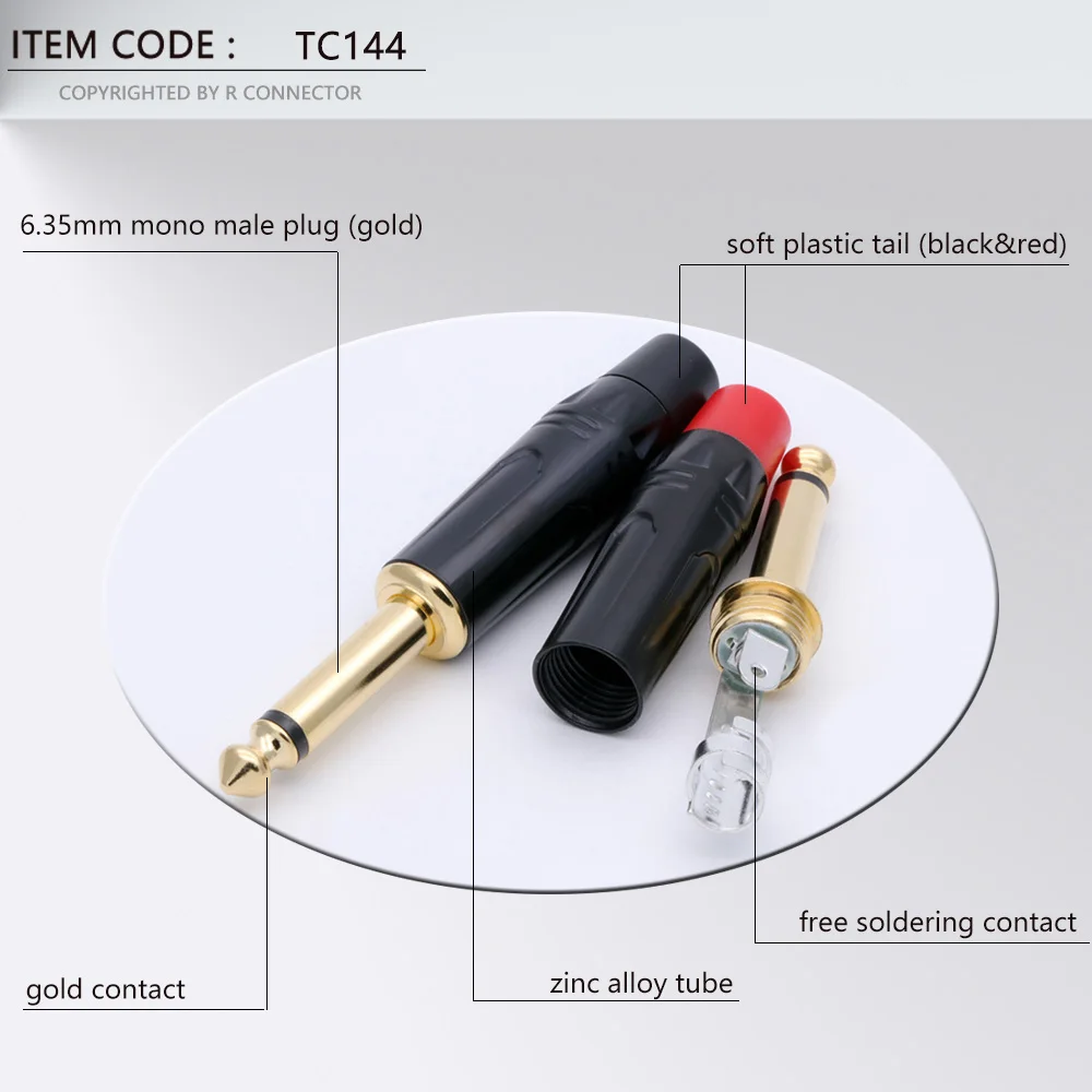 Разъем моно штекер позолоченный латунь 6 35 дюйма 10 шт. 3 мм 1/4 мм|connectors gold|pole