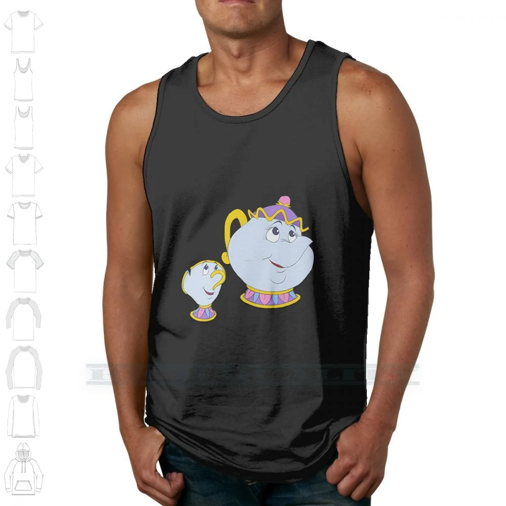 Фото Mrs. Potts And Chip Футболка из 100% хлопка Mrs Potts Chip Чашка Чайник Beatuy And The Beast Cute Movie Png Новая футболка с коротким рукавом №4