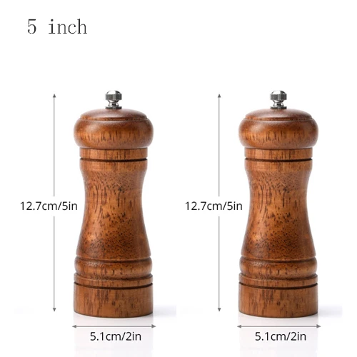 2ps 5 inch 5-дюймовый деревянная мельница для соли и перца, ручной морская соль травы перец шлифовальные машины с Керамика, шлифовка, Кухня специй травы инструменты - Цвет: 2ps 5 inch