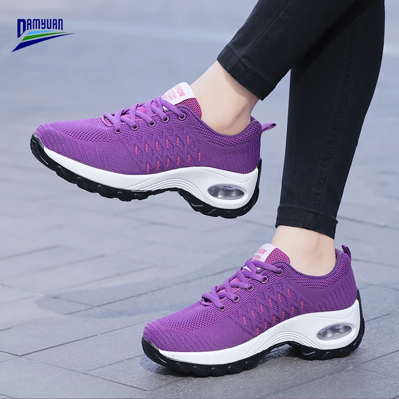 Damyuan Flats Shoes Women Soft Zapatos De Mujer Casual Breathable Loafers Ladies Air Cushion Black Sneakers Female Platform