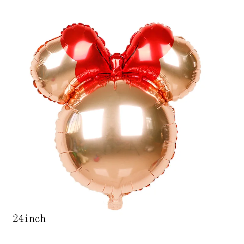 SP010B18red bow 24inch mickey aluminum foil balloons 1pc mickey minnie mouse head helium globos baby shower birthday theme party decoration ball - Цвет: SP010B18red bow