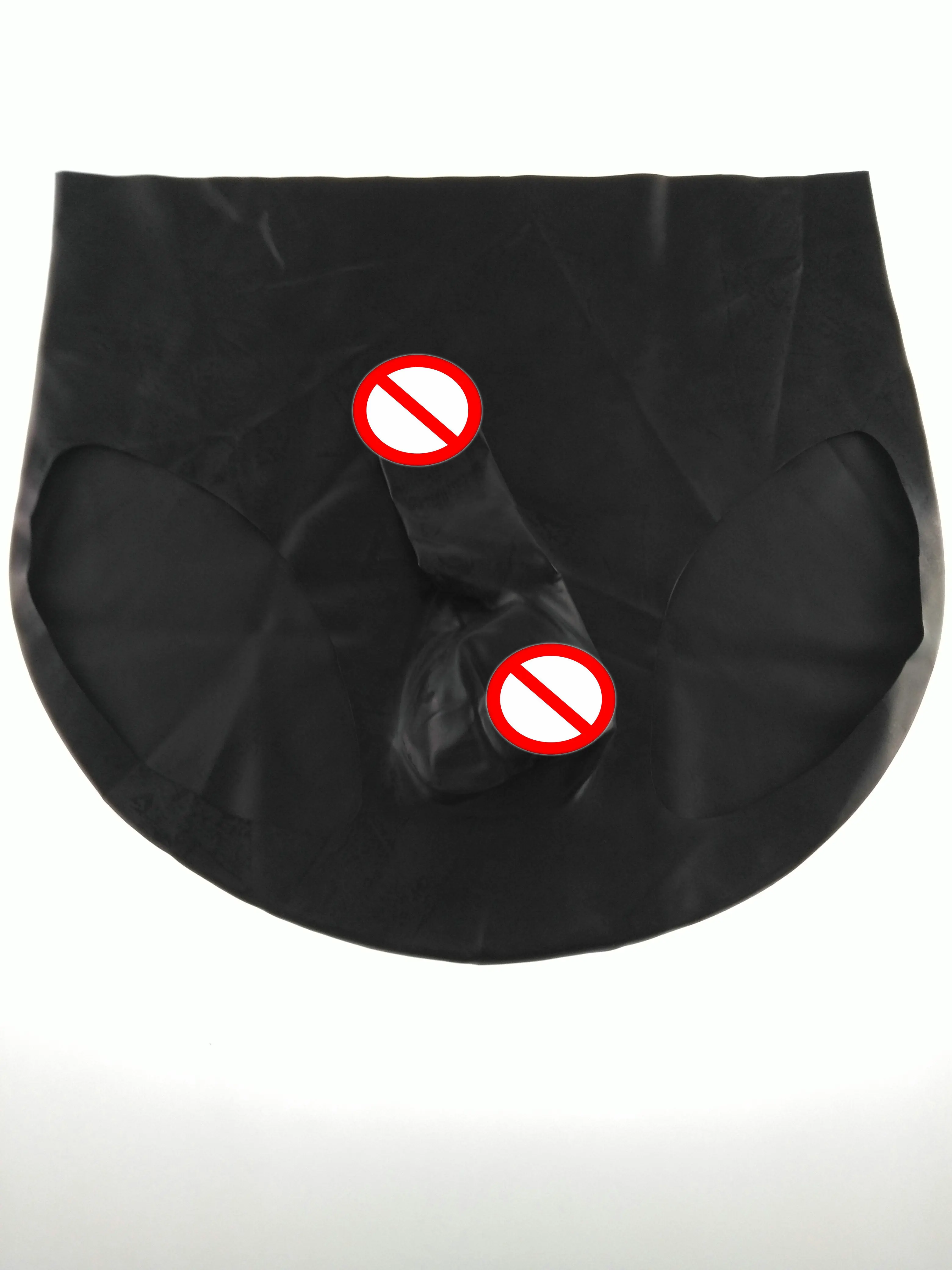 Мужские трусы черные сексуальные латексные брюки с презервативом и насадкой на