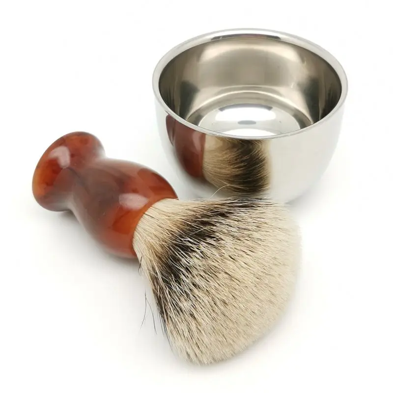 TEYO Super Silvertip Badger Hair Shaving Brush and Shaving Bowl Set Pefect for Man wet Shave Soap Razor