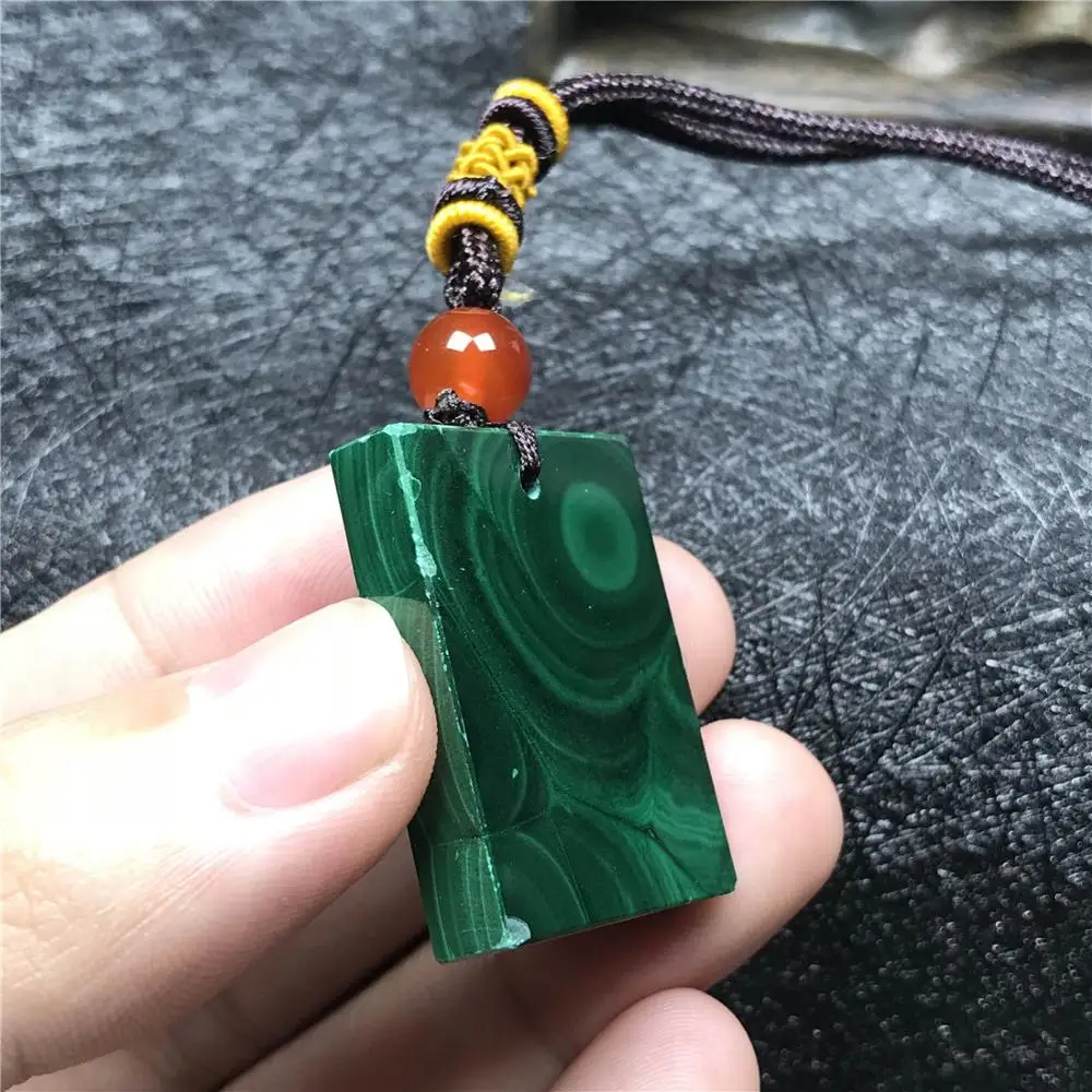Natural Green Malachite Pendant Necklace Jewelry For Women Man Crystal 31x23x7mm Beads Gemstone Agate Bead Rope Chain AAAAA | Украшения и