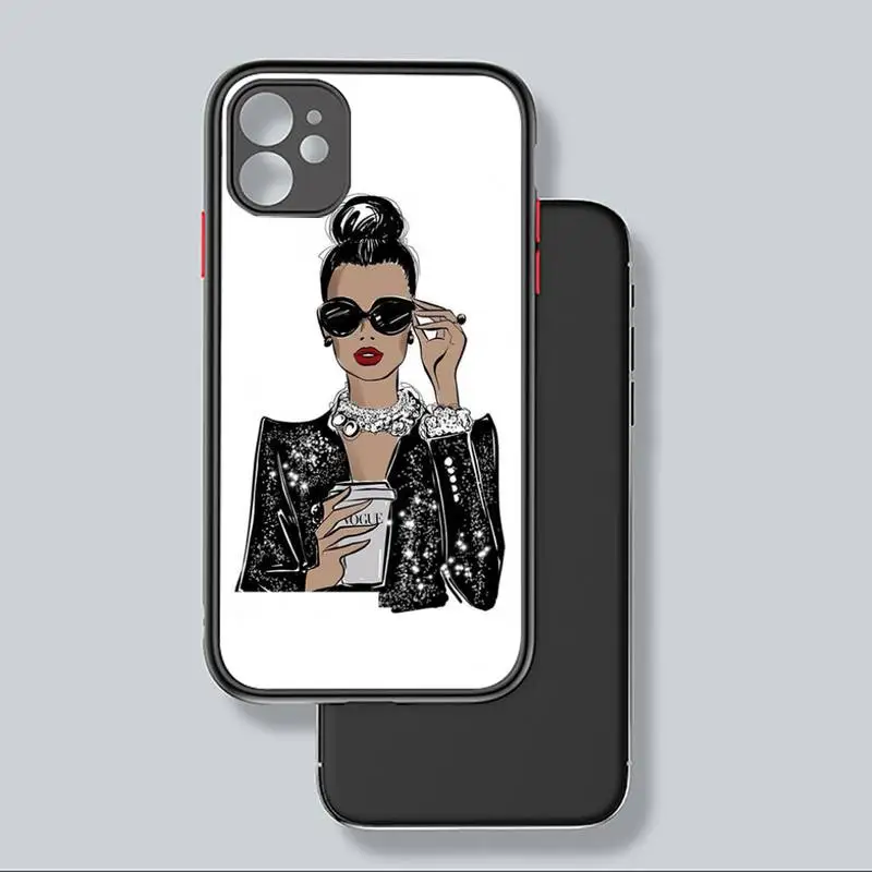 

Boss Girl Lady Pattern Phone Case For iphone 12 11 8 7 plus mini x xs xr pro max matte transparent cover