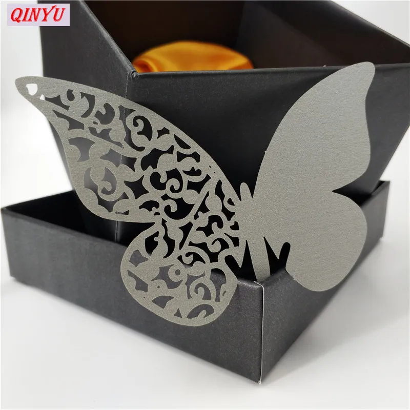 50/100 шт. Лазерная эскорт-карточка в форме бабочки карточка с разрезом бумажное