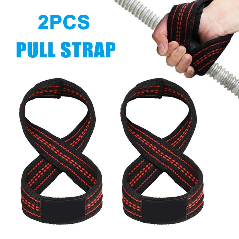 HOT 2pcs Figure 8 Weight Lifting Straps Deadlift Wrist Strap Pull-ups Support Gym Training Belt HV99 | Спорт и развлечения