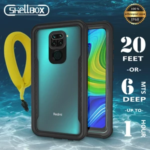 shellbox diving swim dustproof case for xiaomi redmi note 9 clear case ip68 waterproof full cover capa free global shipping