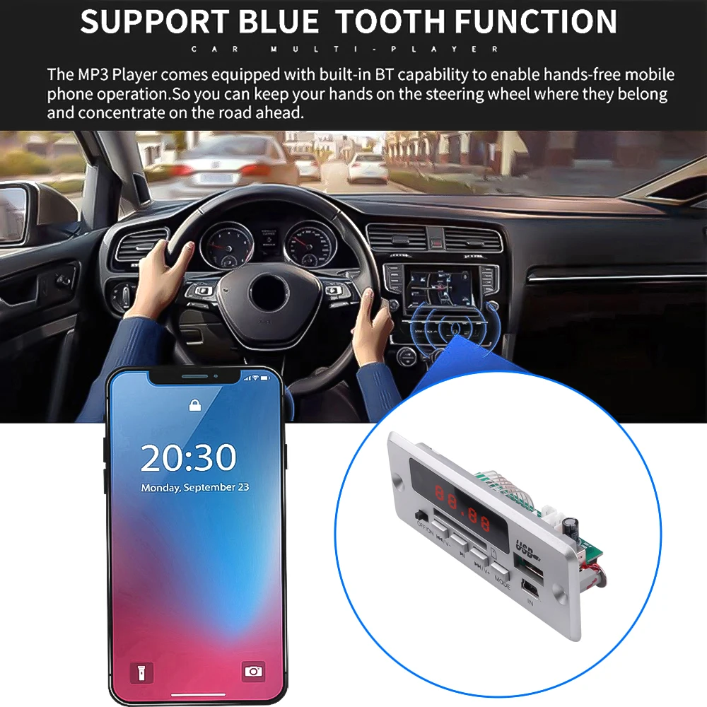 MP3 декодирующая плата KEBIDU с Bluetooth V5.0 беспроводной USB плеер слот для TF