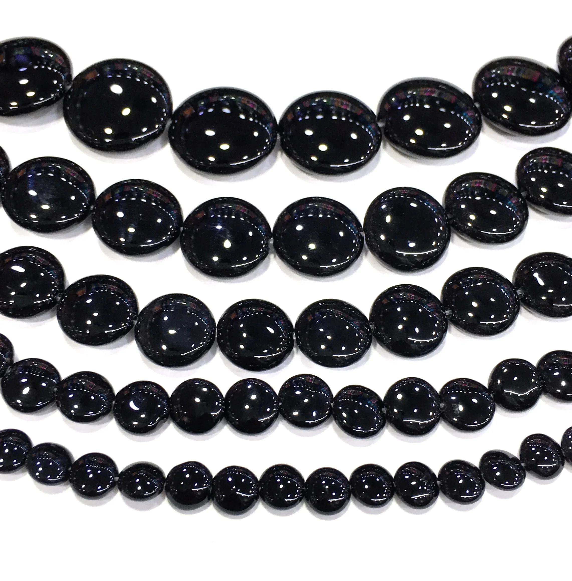 Заводская цена натуральный черный оникс монета свободные бусины лечебный камень