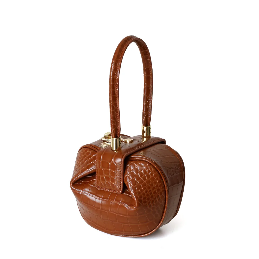 Fashion Catwalk Show Handbag Women New Ladies Genuine Leather Round Ball Hand Bag