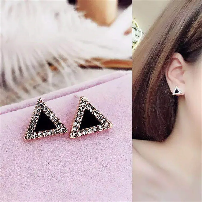 ED102-triangle Модные Многослойные круги, геометрический дизайн, висячие серьги, черные круглые стразы с ромбовидными звездами золотого цвета, женские вечерние ювелирные изделия - Окраска металла: ED102-triangle