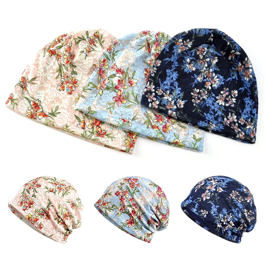 

Fashion Women Floral Lace Thin Slouch Baggy Beanie Bonnet Sleep Maternity Hat