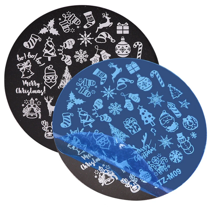 Новогодний узор для ногтей снежное Лось Рождественская елка пластина с