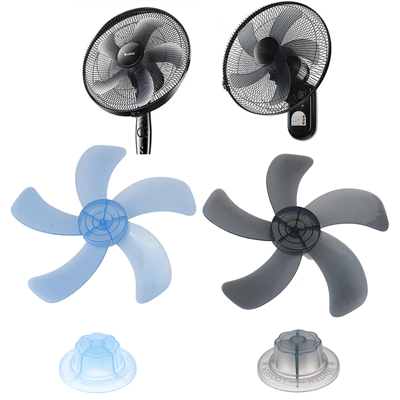 

16 Inch Household Plastic Fan Blade Three/Five Leaves with Nut Cover for Standing Pedestal Fan Table Fanner General Accessories
