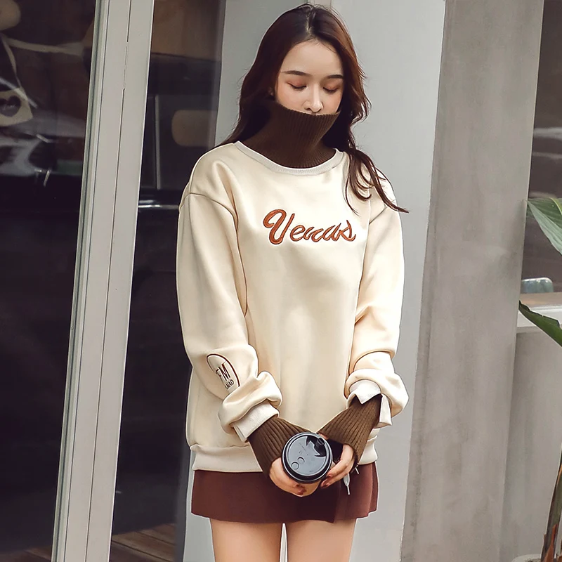 Женский свитер с имитацией двух бумажных изделий XUXI теплый толстый в западном