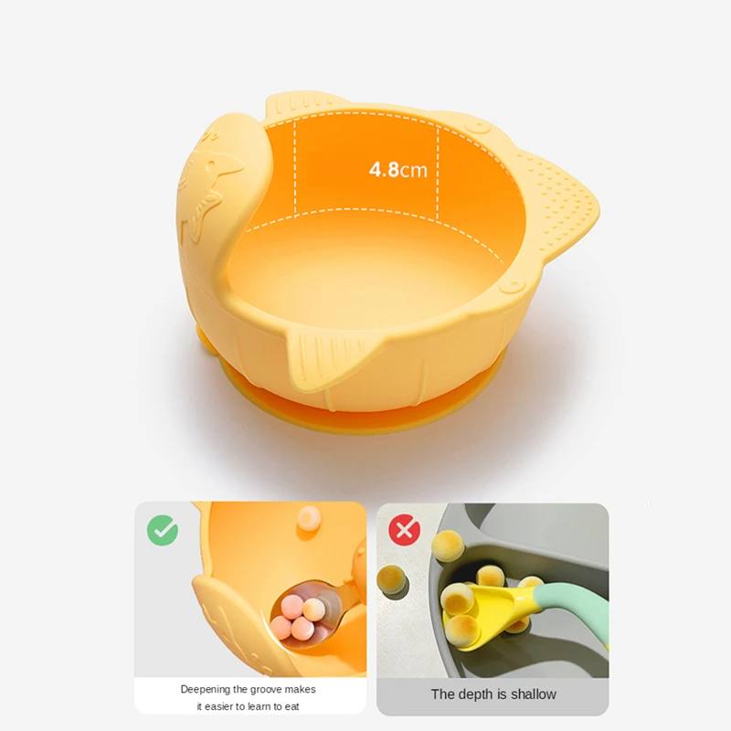 

Beeshum 1pcs Silicone Baby Feeding Bowl Children's Tableware Non-Slip Suction Bowl Crockery BPA Free Silicone Dishes for Baby