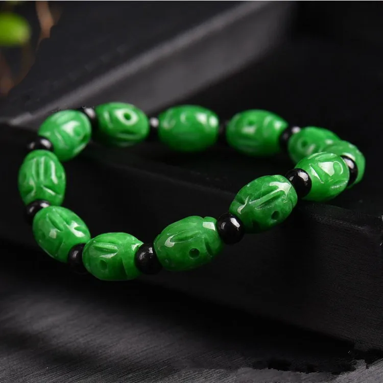 Китайский изумрудно-зеленый полый браслет из бусин эластичный ювелирные