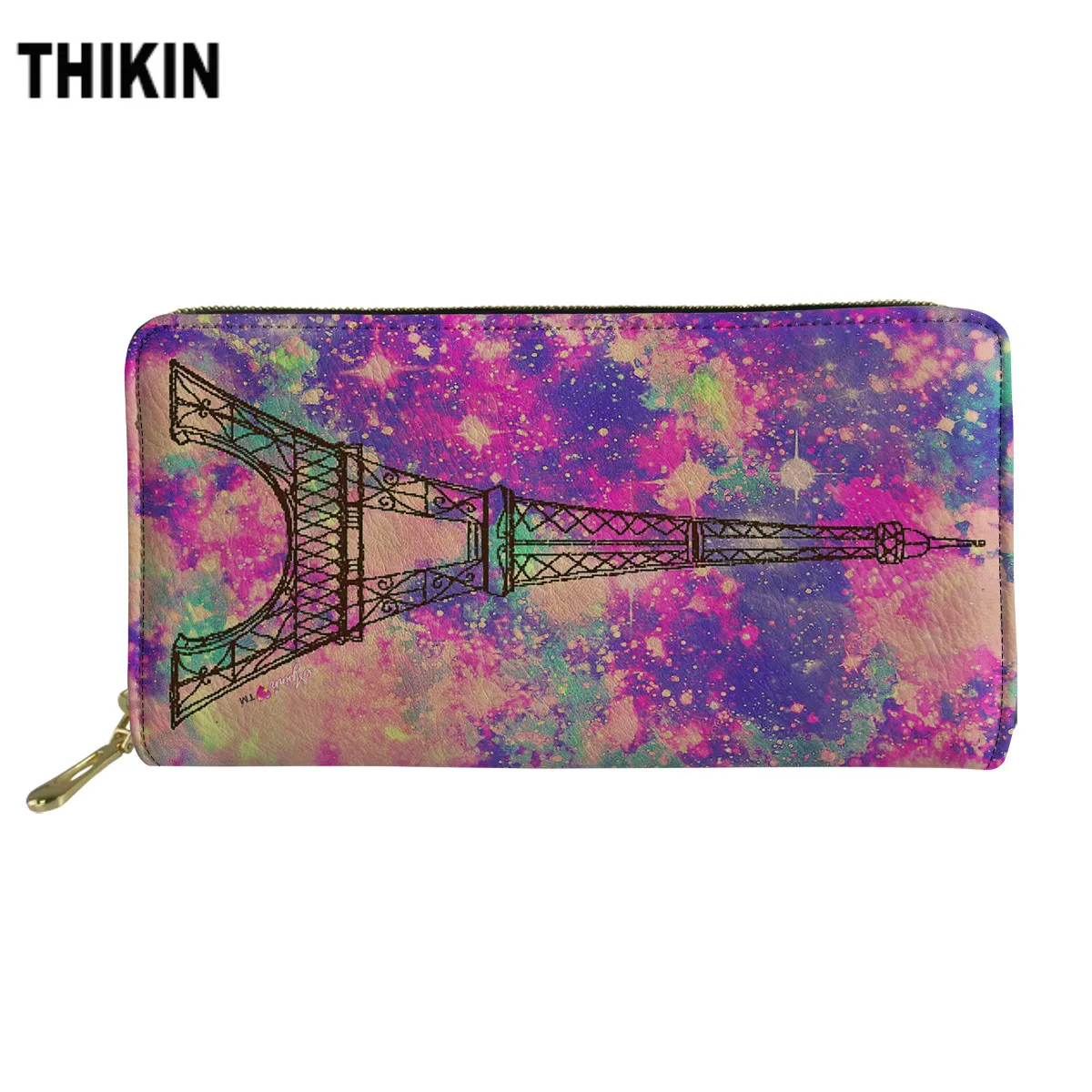 Длинный кошелек THIKIN Paris с рисунком Эйфелевой башни женская модная Функциональная