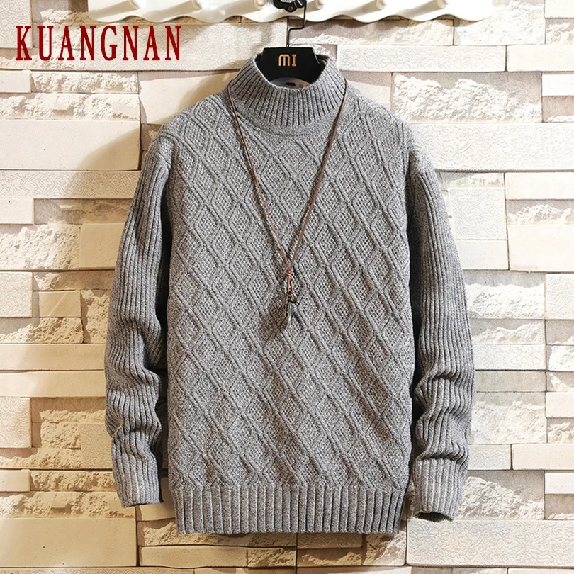 KUANGNAN Argyle вязанный зимний свитер мужской пальто пуловер и для мужчин зимние