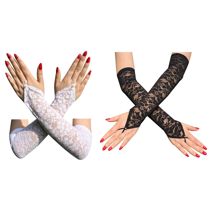 

1Pair Sexy Lace Long Gloves Women Fingerless Mittens Sexy Lace Long Gloves Women's Gloves Fashion Dress Accessories