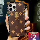 Роскошный кожаный чехол Musubo для телефона iPhone 13 Mini 12 11 Pro Max XR X XS Max SE 2020 6 7 8 Plus, Мягкий Квадратный чехол с цветочной рамкой