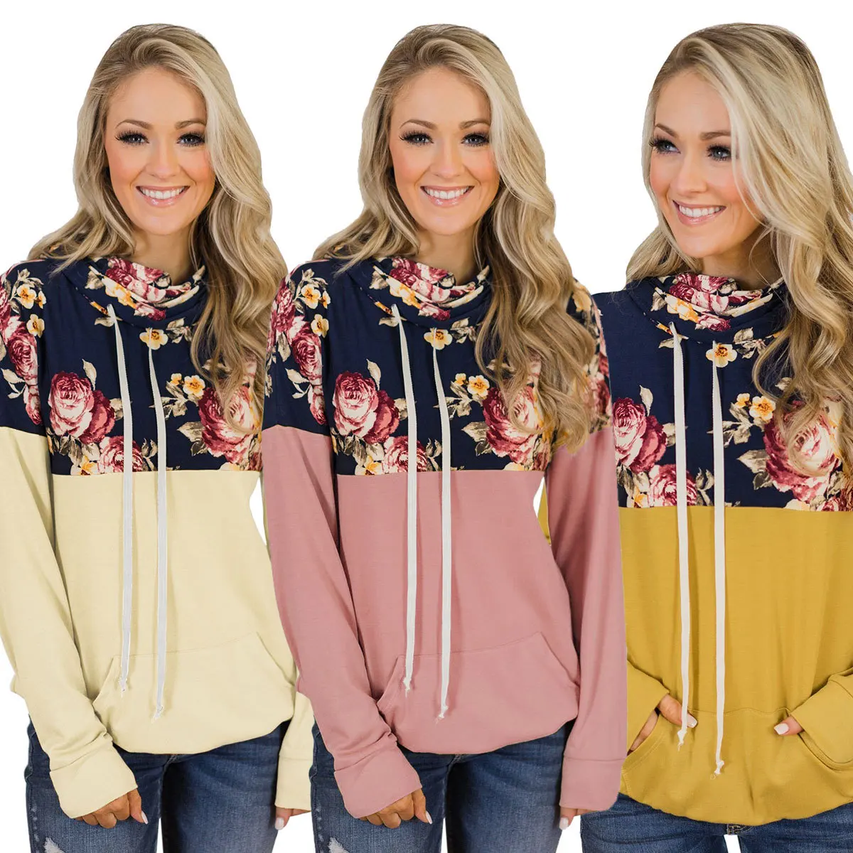 Новое поступление Весенняя модная Женская толстовка с цветочным принтом