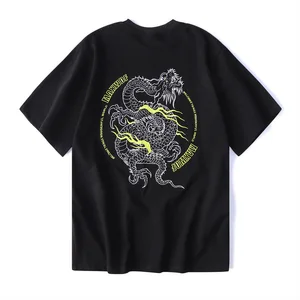 2020 new arrival hot sale t shirt tshirt homme brand clothing loose short sleeve male dragon embroidered o neck cotton casual free global shipping