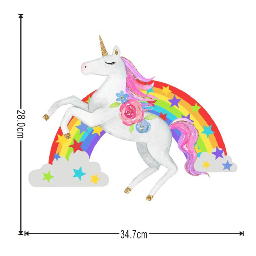 Rainbow Unicorn Wall Sticker Adorable Wallpaper Charming Decal Decorative for Living Room Home Bedroom | Дом и сад