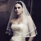 2020 оптовая продажа доступный Белый Тюль атласный Край 120 см Свадебные фаты для невест один слой Фата невесты свадебный аксессуар