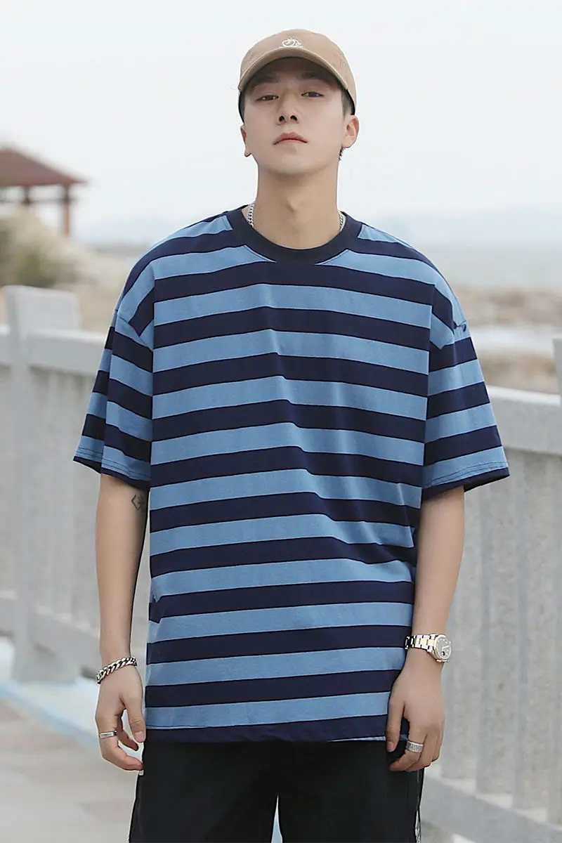 

Men's T-shirt Summer Loose Round Neck Stripe Short Sleeve Contracted Comfortable Many Kinds Of Collocation Recommend Flash Sale