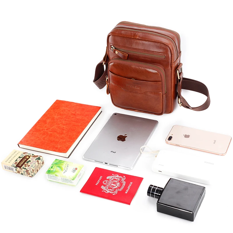 Сумка мессенджер мужская из натуральной воловьей кожи модный саквояж на плечо