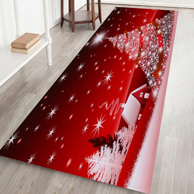 

Christmas Kitchen Mat Rectangle Entrance Doormat Bedroom Home Floor Mat Decoration Living Room Carpet Bathroom Anti-slip Rug