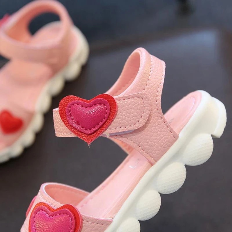 Детские сандалии с открытым носком для девочек повседневные босоножки розового