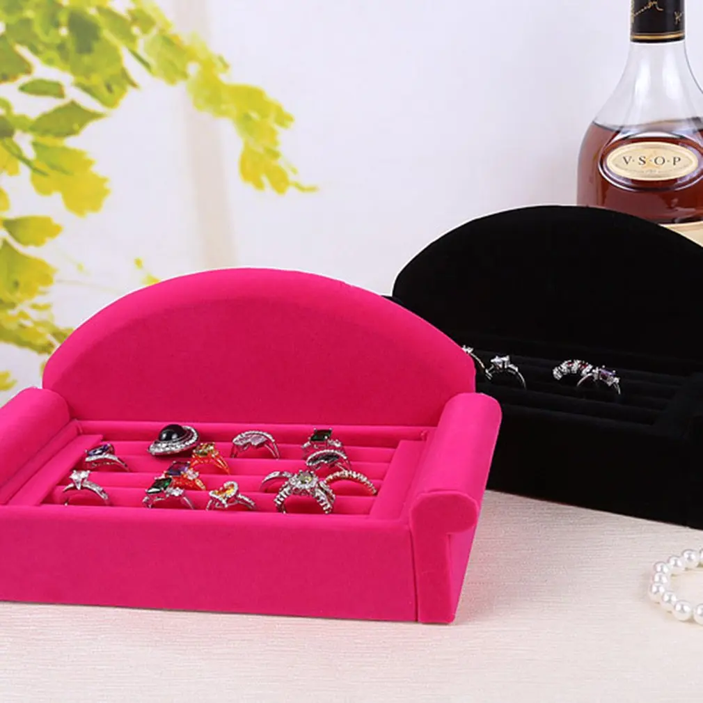 Бархатный органайзер для сережек и колец шкатулка ювелирных украшений витрина