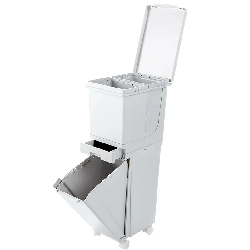 

42L 2 Слои для сухой и влажной уборки сортируются мусорный контейнер Кухня мусора корзины мусорное ведро для мусора мусорное ведро хранения