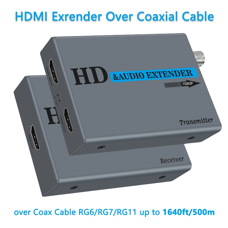 Wiistar HDMI Coax Extender Over Single RG6/7/11 Coaxial Cable hdmi transmitter and receiver Support 1080P up to 500m/1640ft